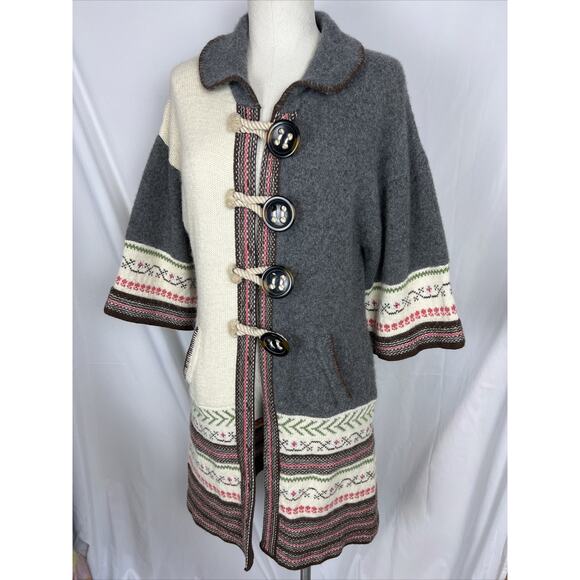 Anthropologie Sleeping On Snow MEDIUM Cardigan Alpaca/Wool Hippie Sweater Coat - Picture 7 of 9